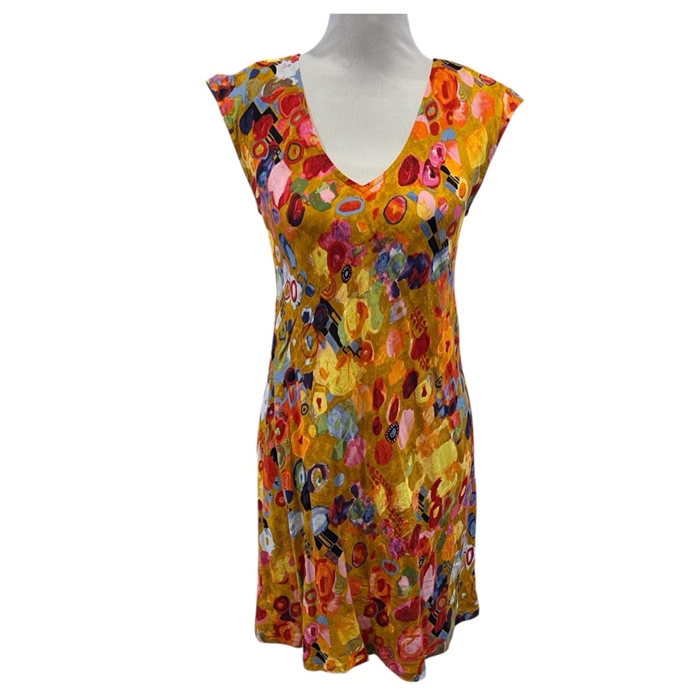 Jams World Gold Rush Hawaiian Print Sherry Dress Size Small